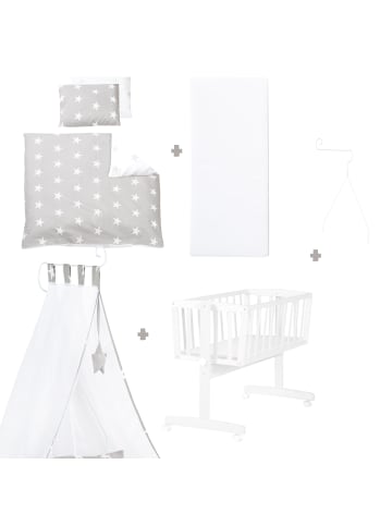 roba Babywiege Little Stars Holz, Feststellfunktion & textiler Ausstattung