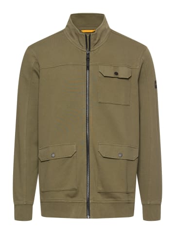 Camel Active Sweatjacke mit Kontrastdetails in Olivgrün