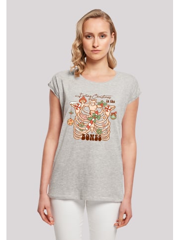 F4NT4STIC T-Shirt Feeling Weihnachten in the bones in grau meliert