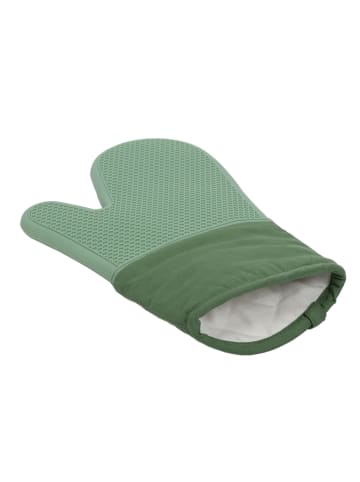 Excellent Houseware Ofenhandschuh aus Silikon und Baumwolle in Grün, 18,5 x 1,5 x 31,5 cm