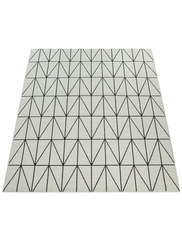 KADIMA DESIGN Outdoor Teppich Geometrisch Balkon, Terrasse schmutzabweisend in Weiß