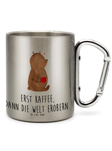 Mr. & Mrs. Panda Edelstahlbecher Bär Kaffee mit Spruch in Silber