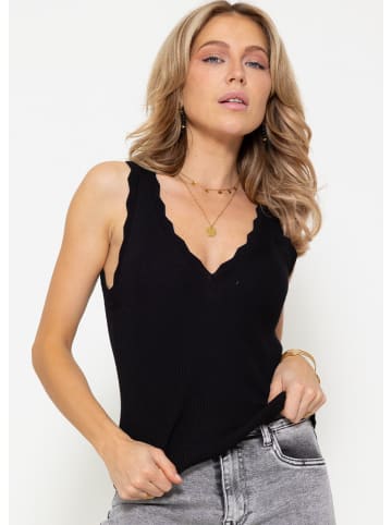 SASSYCLASSY Strick Top mit V-Ausschnitt in Schwarz
