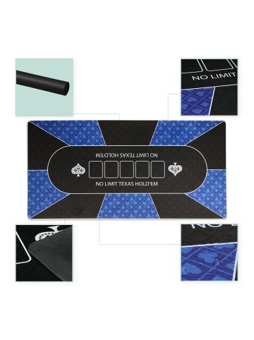 relaxdays Pokermatte in Blau/ Schwarz - 120 x 60 cm