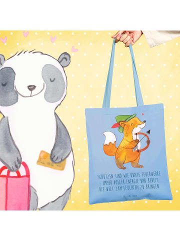 Mr. & Mrs. Panda Tote Bag Schütze Astrologie mit Spruch in Sky Blue
