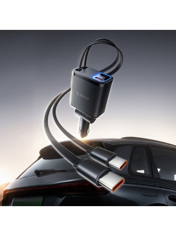 Orico Twin Reach 45W USB-A + USB-C Kfz-Ladegerät mit zwei einziehbaren USB-C-Kabeln