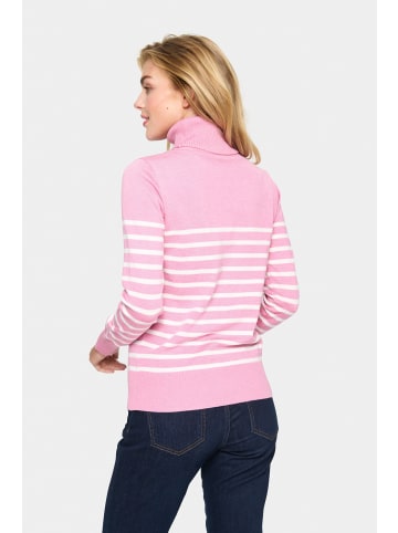 SAINT TROPEZ Rollkragen MilaSZ Gerade Passform in Sea Pink Mel/Ice Stripe