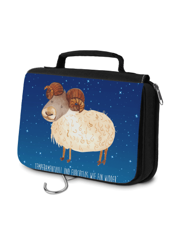 Mr. & Mrs. Panda kosmetiktäschchen Sternzeichen Widder mit Spruch in Sternenhimmel Blau