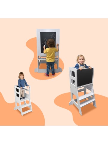 relaxdays Lernturm in Weiß - (B)40 x (H)86 x (T)44 cm