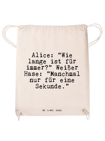 Mr. & Mrs. Panda Sportbeutel AliZeichen: "Wie lange ist... mit Spruch in Creme