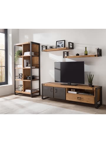home24 home24 Wandboard mit Seitenleisten aus Akazie massiv und Metall im Industrial-Stil in Akazie