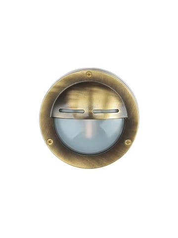 Licht-Erlebnisse Außen Wandlampe Ø 14 x (H)14 cm in Messing Antik