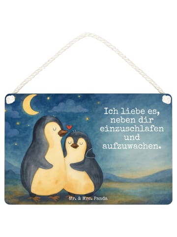 Mr. & Mrs. Panda holzbild Pinguine Einschlafen Design mit Spruch in Weiß