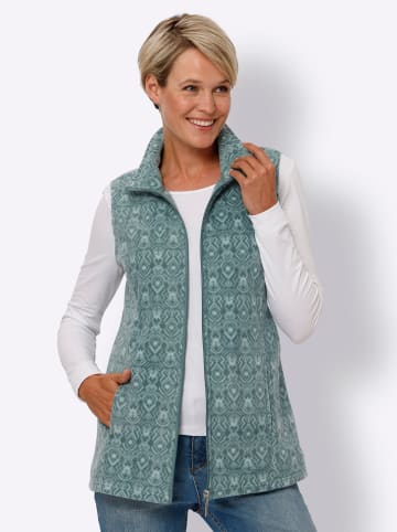 Sieh an! Fleece-Weste in jade-kalkmint-bedruckt
