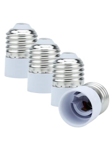 Intirilife 4er Set Lampenadapter E27 auf E14 in WEISS