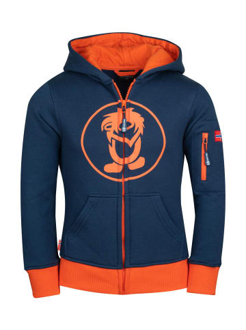 Trollkids Hoodie Pullover "Sortland" in Mystik Blau / Orange