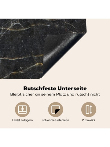KitchenYeah Herdabdeckplatte Marmor gold schwarz