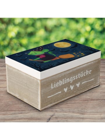 Mr. & Mrs. Panda Holzkiste Hexe Fliegt Design ohne Spruch in Weiß