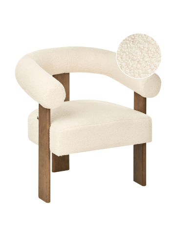 Beliani Sessel ILBRO in Weiß/Braun - (W) 77 x (H) 76 x (L) 68 cm