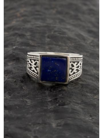 mantraroma 925er Silber - Herrenring mit Lapis Lazuli