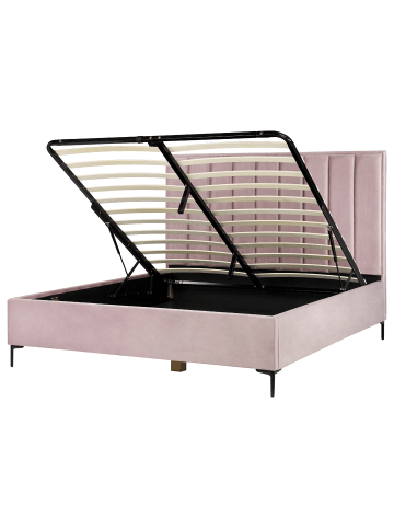 Beliani 2-tlg Doppelbett SEZANNE in Rosa/Schwarz