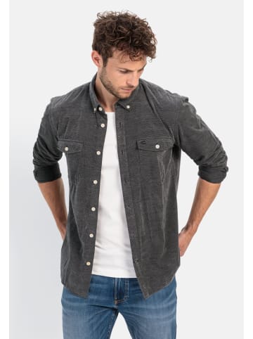 Camel Active Langarm Hemd in Regular Fit aus Cord in Dunkel Grau