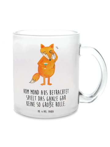 Mr. & Mrs. Panda Trinkglas Fuchs Lord mit Spruch in Transparent