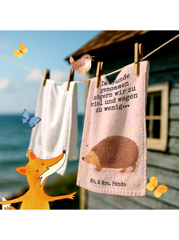 Mr. & Mrs. Panda Gästehandtücher Igel Herzen Design mit Spruch in Weiß