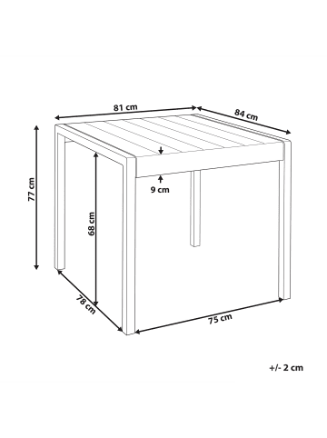 Beliani Esstisch BARTICA in Grau - (W) 84 x (H) 77 x (L) 81 cm