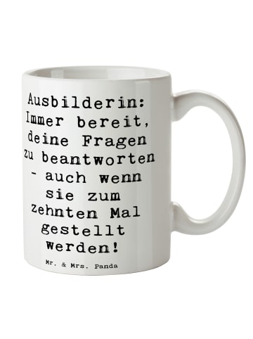 Mr. & Mrs. Panda Trinkbecher Spruch Ausbilderin Geduld mit Spruch in Weiß