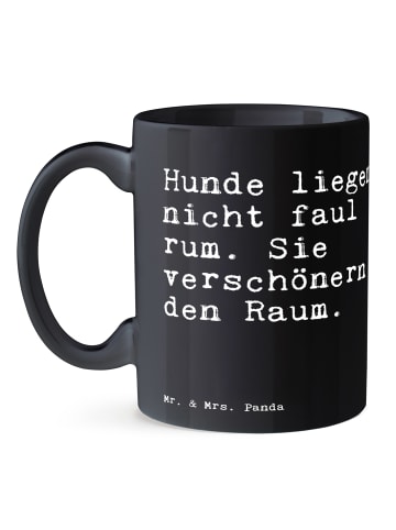 Mr. & Mrs. Panda Keramiktasse Hunde liegen nicht faul... mit Spruch in Schwarz