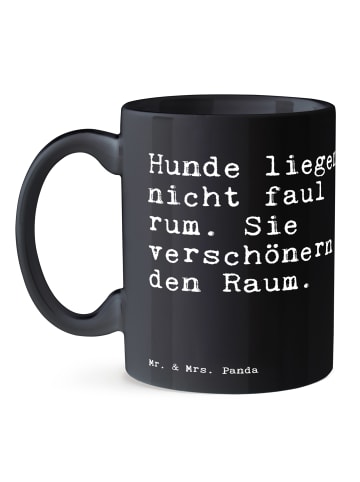 Mr. & Mrs. Panda Tasse Hunde liegen nicht faul... mit Spruch in Schwarz