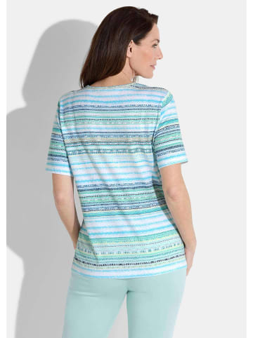 GOLDNER Kurzgröße:  Shirt in türkis / mint / weiß / gemustert