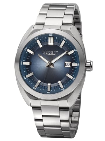 Regent Herrenuhr Quarz Stahl/Blau 10 Bar