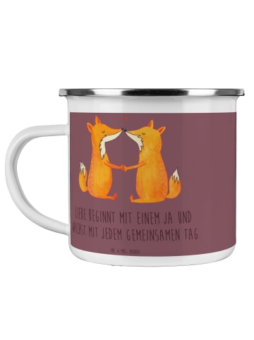 Mr. & Mrs. Panda Camping Emaille Tasse Hochzeit Liebe mit Spruch in Kaffa Coffee