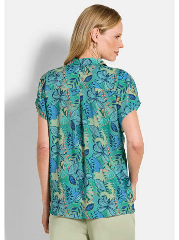 GOLDNER Blusenshirt Hemdbluse mit floralem Design in salbei / gemustert