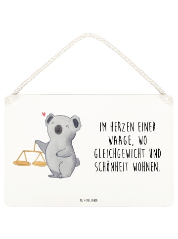 Mr. & Mrs. Panda Schild Waage Astrologie mit Spruch in Weiß