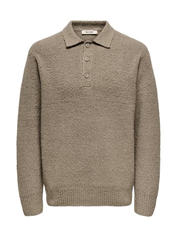 Only&Sons Strickpullover ' ONSDALE RLX LS POLO' in braun