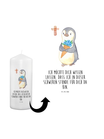 Mr. & Mrs. Panda Kerze Pinguin Anteilnahme mit Spruch in Weiß