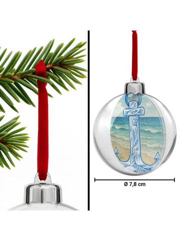 Mr. & Mrs. Panda Christbaumschmuck Anker Blau Design ohne Spruch in Weiß