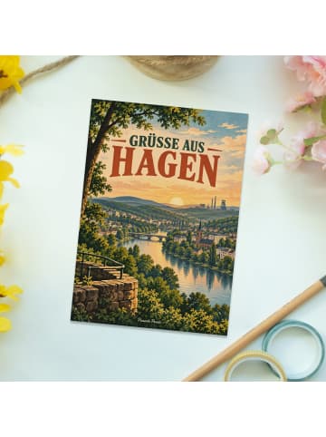 Postkarte Landschaft nostalgisch Design mit Spruch in Weiß