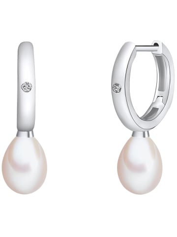 Lulu & Jane Diamant-Creolen Sterling Silber Diamant Süßwasser-Zuchtperle in silber