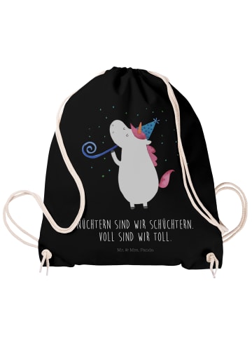 Mr. & Mrs. Panda rucksack beutel Einhorn Party mit Spruch in Schwarz