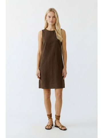 Oui Leinen Patchkleid in demitasse