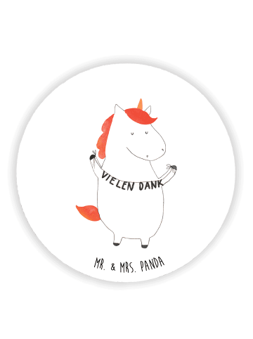 Mr. & Mrs. Panda Rund Magnet Einhorn Dankeschön ohne Spruch in Weiß