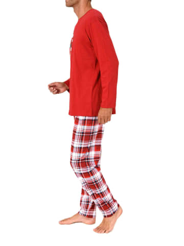 NORMANN Schlafanzug Weihnachten langarm Renntier in rot1