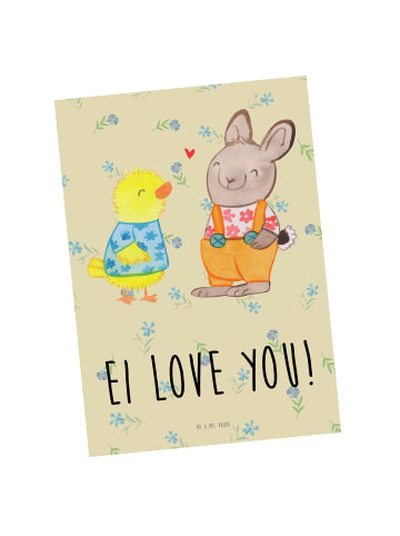 Mr. & Mrs. Panda Postkarte Ostern Freundschaft mit Spruch in Blumig