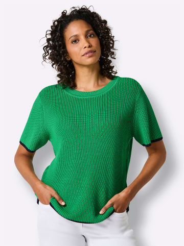 creation L Kurzarmpullover in grasgrün
