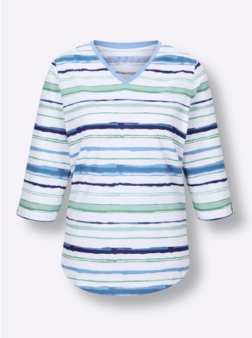 WITT WEIDEN Schlafanzug-Shirt in himmelblau-weiß-gestreift