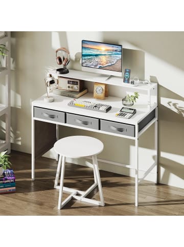 COSTWAY Computertisch Schminktisch Set mit Steckdosen in Weiß